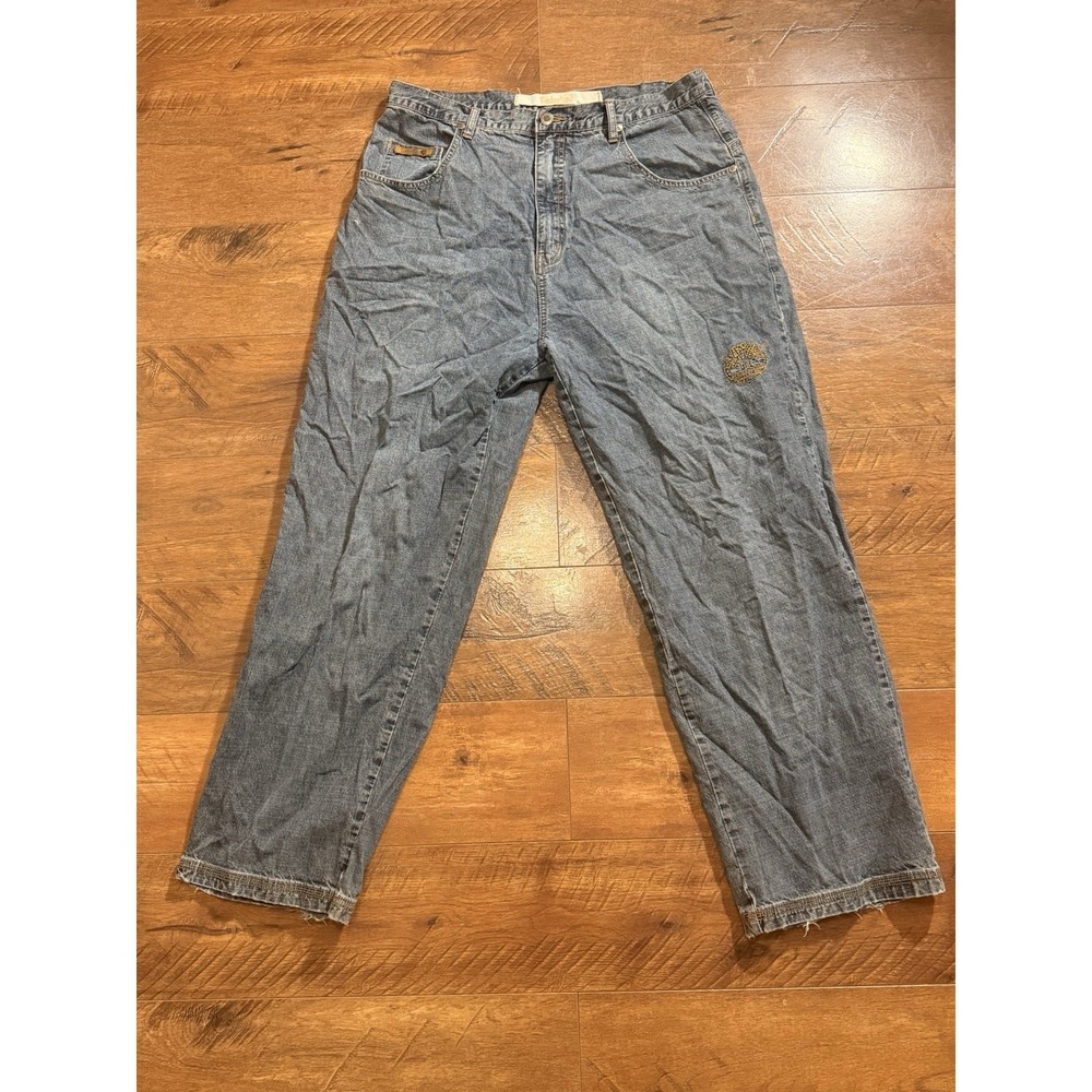 Vintage‎ Timberland Carpenter Jeans Men's 38x32 Blue Wide Leg Embroidered Logo